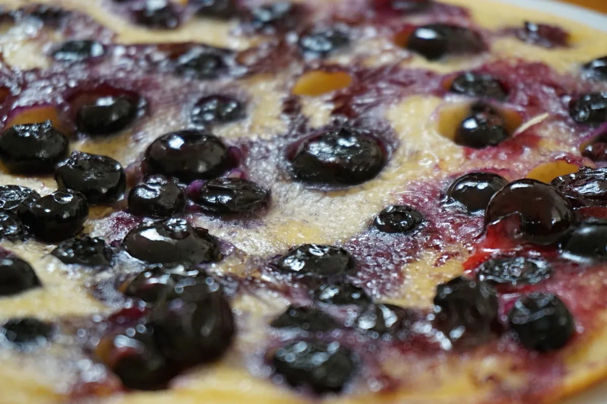 Nach dem Braten und Wenden waren nicht mehr alle Blaubeeren am ursprünglichen Platz.
