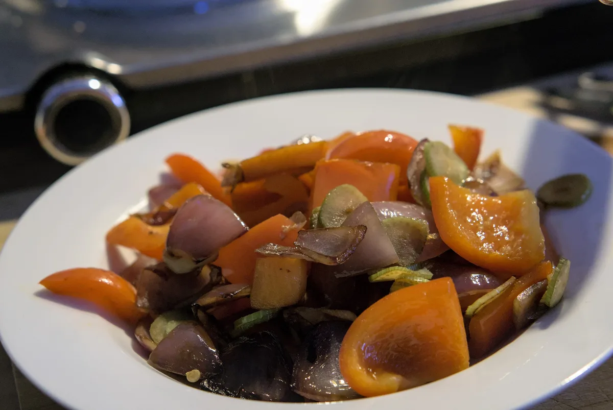 Angebratenes Gemüse.